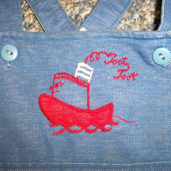 Vintage Carters 70s Tug Boat Toot Toot Overalls Shortalls Coveralls 24 months - Picture 2 of 3
